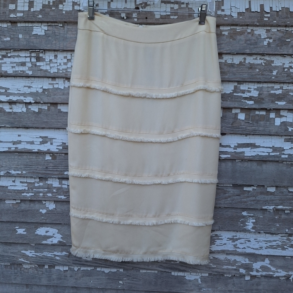 Magaschoni silk fringe skirt size 8 NWT